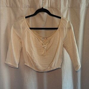 Roxy Cream Tie-Front Blouse